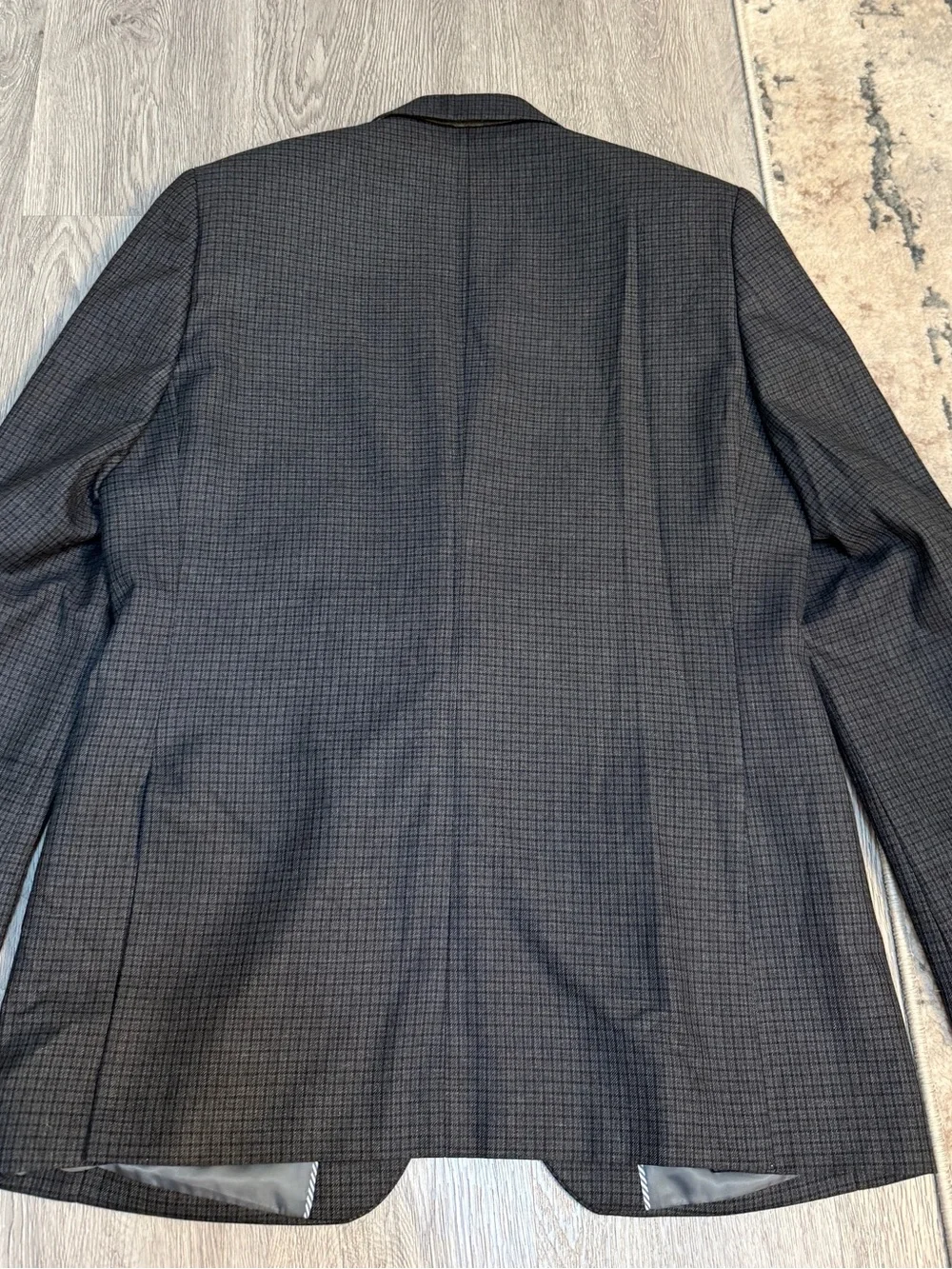 Haggar Men’s Tailored Fit Blazer Sport Coat Jacket 40R Black Gray/Blue/Brw Plaid